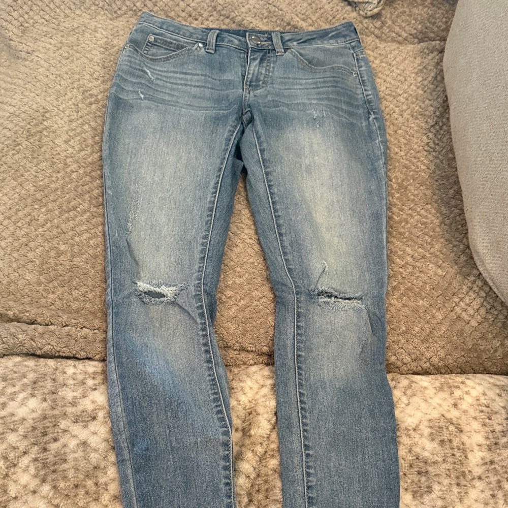 Jennifer Lopez Light Blue Distressed Skinny Jeans